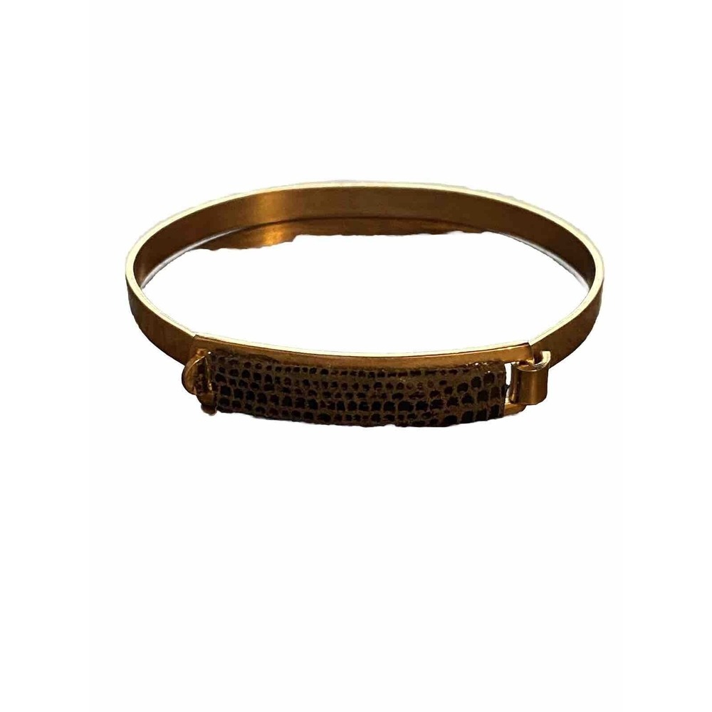 a.v. max New‎ York Gold Tone Cuff Bracelet Modern Brown Faux Snakeskin print
